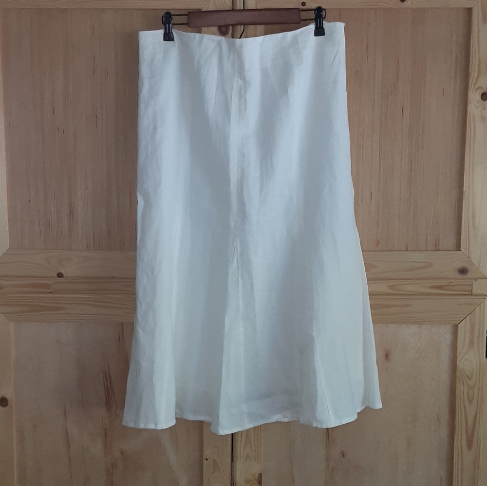 Kim Roger's NWT white 100% Linen fully lined modest skirt size 14 - Picture 2 of 7